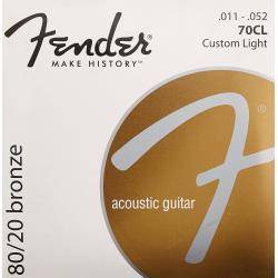 Cuerdas Guitarra Acústica Fender 70CL 80/20 Bronce 11-52 Cuerdas Guitarra Acústica