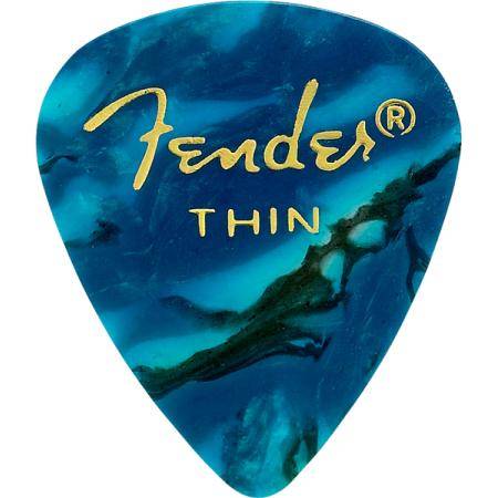 Accesorios de guitarra Fender 351 Shape Ocean Turqoise Thin 12 Púas
