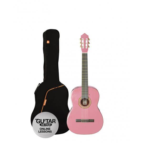 Ashton SPCG34PK Pack Guitarra Clásica 3/4 Rosa