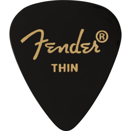 Púas Fender 351 Celuloide Pack 12 Púas Thin Negras