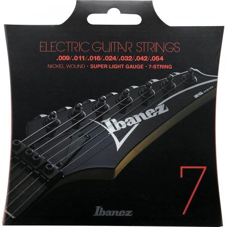 Cuerdas de Guitarra Eléctrica Ibanez IEGS7 Juego 7 Cuerdas Guitarra Eléctrica 9-54