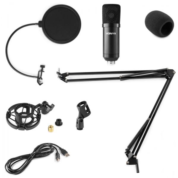 Vonyx CMS300B Micrófono De Estudio Set Usb Negro