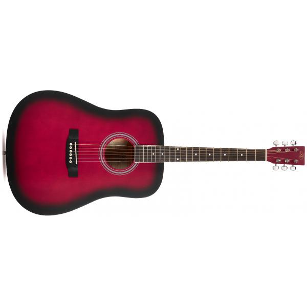 SX SD104 Guitarra Acústica Roja