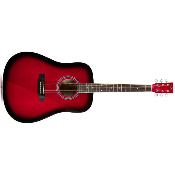SX SD104 Guitarra Acústica Roja Acabado Brillo