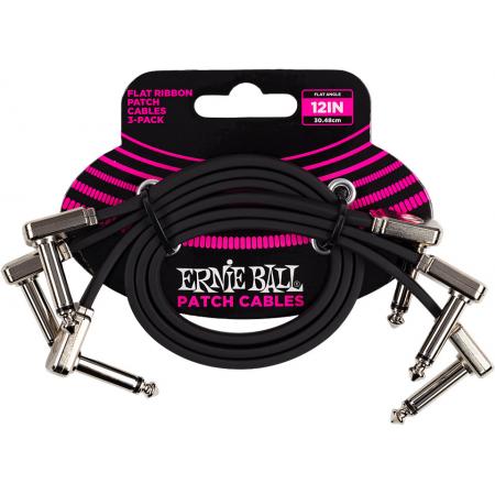Cables de guitarra Ernie Ball Flat Ribbon Patch Pack 3 Cable Gut 30Cm