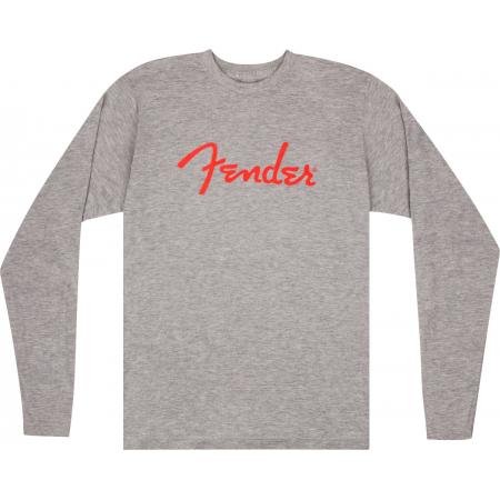 Merchandising y regalos Fender Spaghetti Logo XXL Gris Camiseta Manga Larga