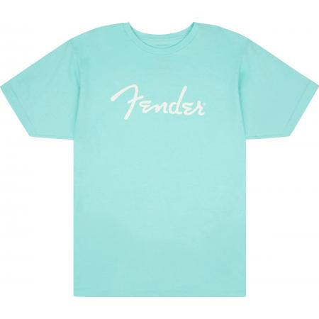 Merchandising y regalos Fender Spaghetti Logo Camiseta XXL Daphne Blue