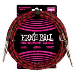 Cables para Instrumentos Ernie Ball EEB6394 Cable Guitarra 3M Negro Rojo