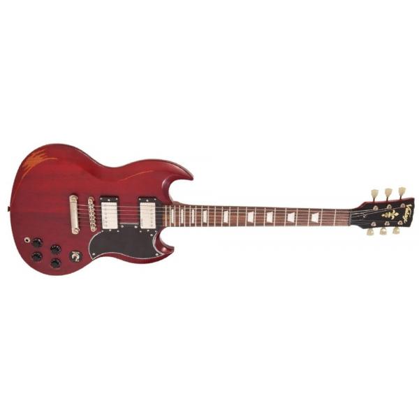 Vintage VS6MR Icon Guitarra Eléctrica Distressed Cherry Red