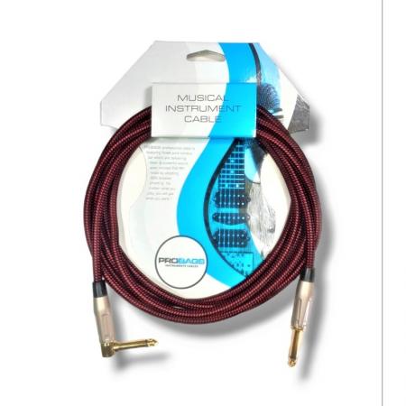 Cables de guitarra Probag FAL3BKRD  Cable Jack Codo para Instrumento 3 Metros Negro/Rojo