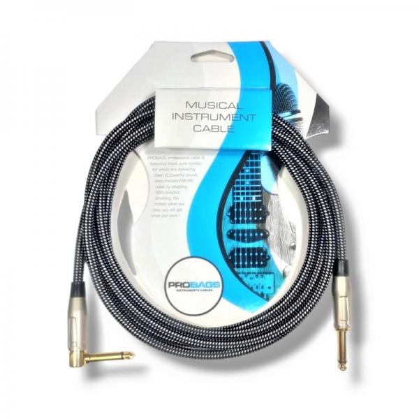 Probag FAL3BKWH Cable Jack Codo para Instrumento 3 Metros Negro/Blanco