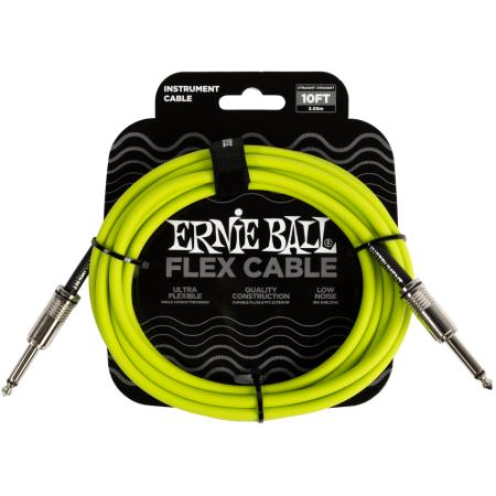 Cables de guitarra Ernie Ball EB6414 Flex Jack 3M Verde Cable Guitarra