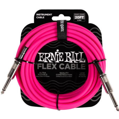 Cables de guitarra Ernie Ball EB6418 Flex Jack 6M Rosa Cable Guitarra