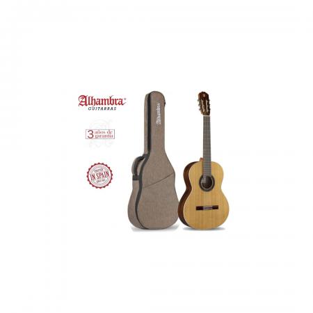 Guitarra Clásica - Guitarra española Alhambra 1C Hybrid Terra Guitarra Clásica Natural + Funda 9730 Alhambra