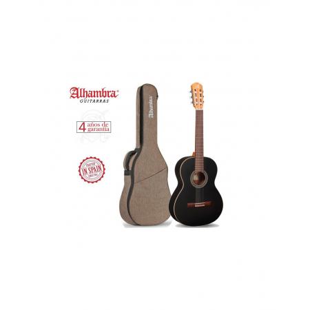 Guitarra Clásica - Guitarra española Alhambra 1C Guitarra Clásica Satin Black + Funda 10MM 9730