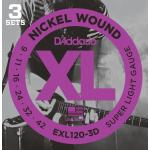 Daddario EXL120 XL Super Light (pack 3 juegos)