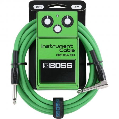 Cables de guitarra Boss BIC10AGN Acodado 3 Metros Verde Cable Instrumento