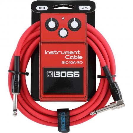 Cables de guitarra Boss BIC10ARD Cable Instrumento 3M Codo Rojo