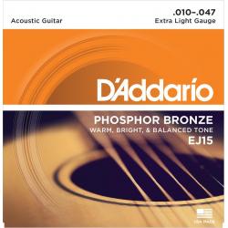 Cuerdas Guitarra Acústica D'Addario EJ15 Phosphor Bronze Juego Cuerdas Guitarra Acústica