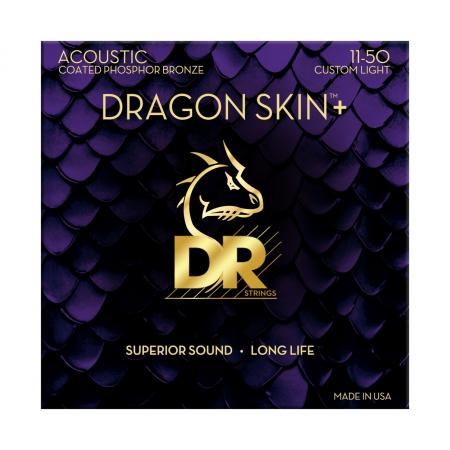 Cuerdas Guitarra Acústica DR DAP-11 Dragon Skin + Coated Phosphor Bronze Custom Light
