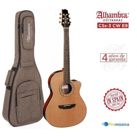 Guitarras Electroacústicas Alhambra CSS3 CW E9 Guitarra Electroacústica Natural con Funda Alhambra 25mm 9738
