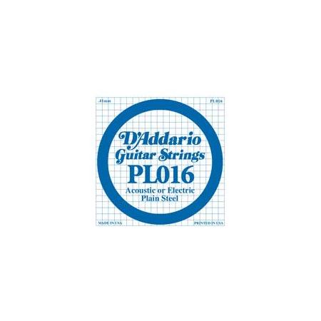 Cuerdas de Guitarra Eléctrica D'Addario PL016 Cuerda Plana Guitarra Eléctrica