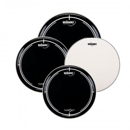 Parches para batería Williams Pack Target WB2 Black Rock + Caja WC1-14