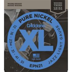 Cuerdas de Guitarra Eléctrica Daddario EPN21 pure nickel jazz light [12-51] Juego Cuerdas Guitarra Eléctrica
