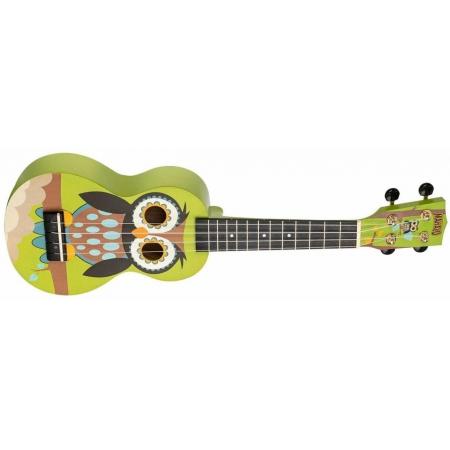 Ukeleles Custom Mahalo MA1WL Art Series Owl con funda Ukelele Soprano