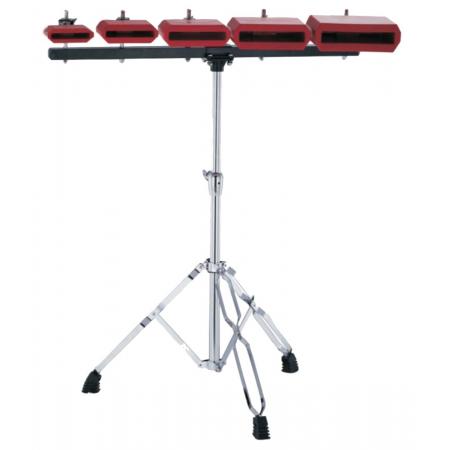 Cencerros Jinbao JBCB05A Set 5 cencerros metal rojos con soporte