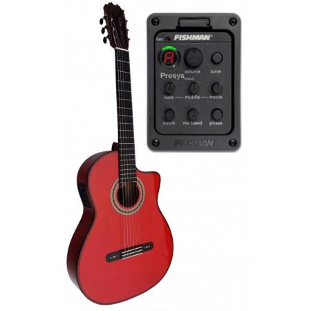 Guitarras Antonio de Toledo Antonio De Toledo Serie Legado Modelo ATF-17BRE CUT de Cipres teñido de rojo con Cutaway y Previo Fishman