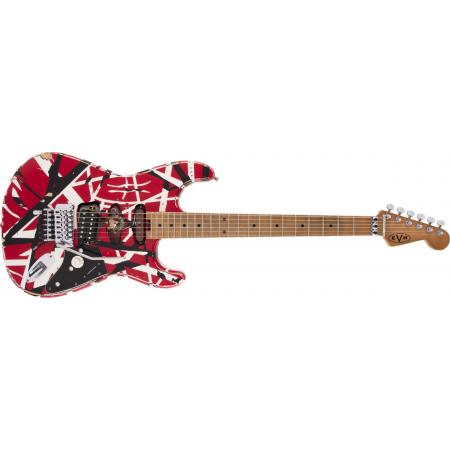 Guitarras Eléctricas EVH Striped Series Frankie Red/Black/White Relic Guitarra Eléctrica