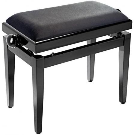 Banquetas para teclado Stagg PB05 BKP SVBK banqueta piano negro brillante / terciopelo negro liso