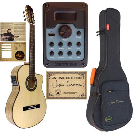 Guitarras Flamencas Antonio de Toledo Josémi Carmona con cutaway y previo con efectos Guitarra flamenca blanca 