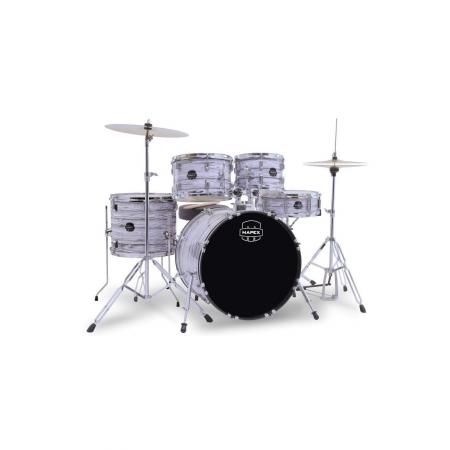 Batería Acústica Mapex Comet Batería Acústica 20" White Marblewood con Herrajes y Platos