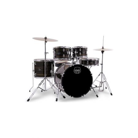 Batería Acústica Mapex Comet Batería Acústica 20" Ebony Yellow Grain con Herrajes y Platos
