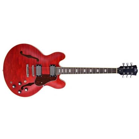 Guitarras Eléctricas SX SEL6FOTRD Semicaja Transparent Red Guitarra Eléctrica