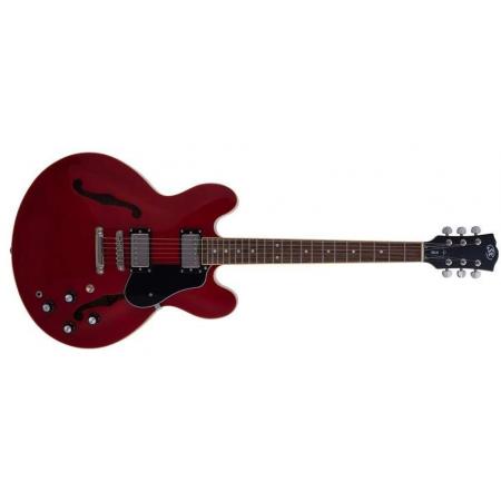 Guitarras Eléctricas SX SEL6TRD Semicaja Transparent Red Guitarra Eléctrica