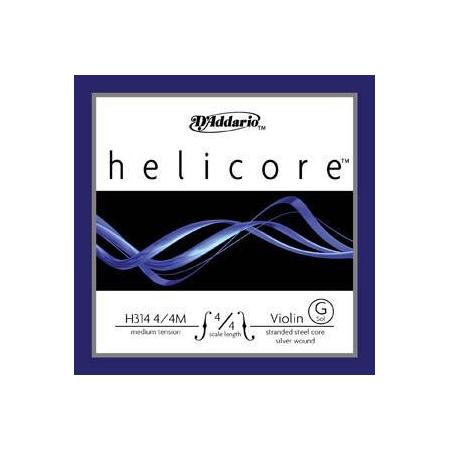 Cuerdas para instrumentos de arco DAddario H314 Helicore Cuerda Violín  4ª de 4/4 Medium G - Sol
