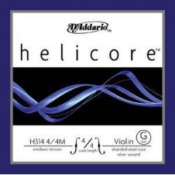 Cuerdas para instrumentos de arco DAddario H314 Helicore Cuerda Violín  4ª de 4/4 Medium G - Sol