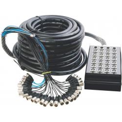 Cables de Audio Completos On Stage SNK24450V2 Cajetín Escenario XLR de 24 x 4 en escenario, negro, 50 pies