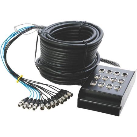 Cables de Audio Completos On Stage SNK84100V2 Cajetín de escenario XLR de 8 x 4, negro, 100 pies