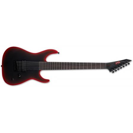 Guitarras Eléctricas LTD ESP LTD M-6 Baritone ET Black Metal II Black Red Burst Satin