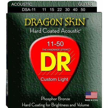 Cuerdas Guitarra Acústica Pack 2 Juegos OXDSA112P Dr Guitarra Acústica Dragon Skin 11-50