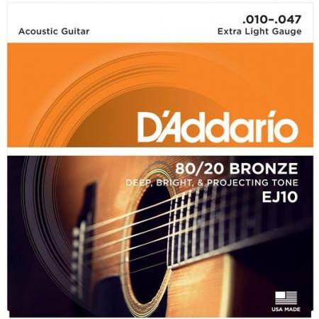 Cuerdas Guitarra Acústica Daddario Serie EJ10 Cuerdas Guitarra Acústica