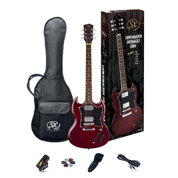 SX SE4 Pack Guitarra Eléctrica Trans Rojo Vino