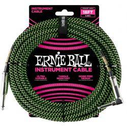 Cables de guitarra Ernie Ball 6082 Cable Instrumento 5.49M Codo Verde